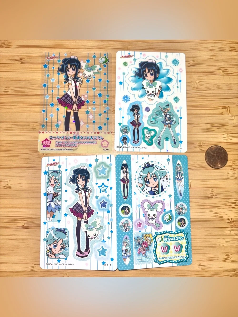 Rare 2010 heartcatch precure glitter card, glitter and non glitter sticker sheet